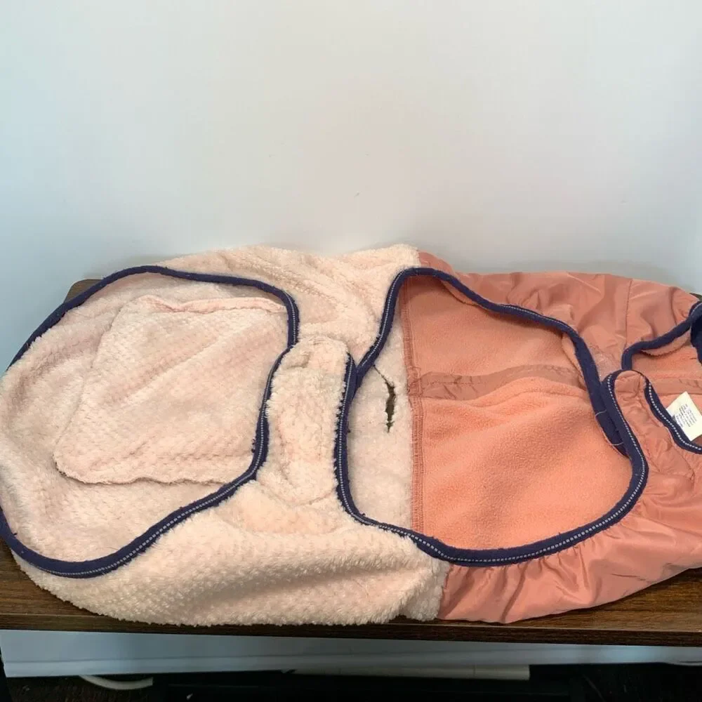 Top Paw Zipper Closure Lined Outerwear Two Tone Reflective Fleece Dog Coat Pink